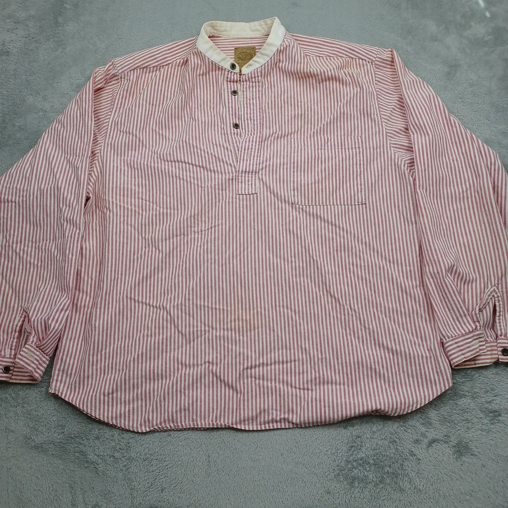 Wah Maker Shirt Mens XL Red Striped Western Long Sleeve Cotton Frontier